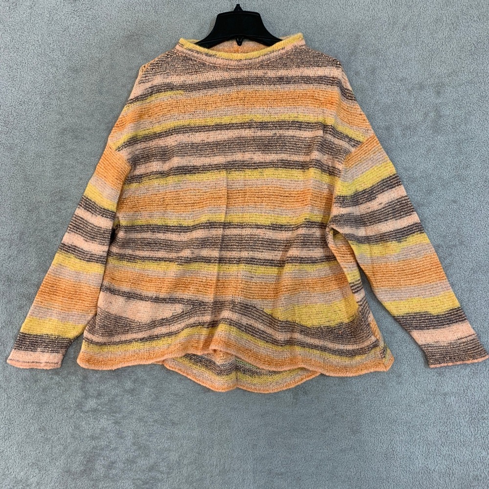OSKA Women's 4 Orange Yellow Striped Mohair Alpaca Blend Knit Sweater Orange